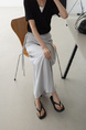 Spot Korean INS Blogger French Retro Niche Design Temperament Knot Strap Long Skirt Female (Gray)