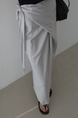 Spot Korean INS Blogger French Retro Niche Design Temperament Knot Strap Long Skirt Female (Gray)