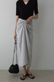Spot Korean INS Blogger French Retro Niche Design Temperament Knot Strap Long Skirt Female (Gray)