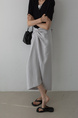 Spot Korean INS Blogger French Retro Niche Design Temperament Knot Strap Long Skirt Female (Gray)