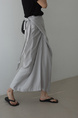 Spot Korean INS Blogger French Retro Niche Design Temperament Knot Strap Long Skirt Female (Gray)