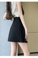 In Stock Skirt Women's 2025 Spring and Summer New Chinese Style Pleated Skirt A-Line Skirt Retro Belly Covering Skirt (Black)