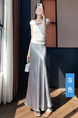 Acetate Satin Grey Skirt for Women Summer 2025 New Style High-End Temperament Slim A-Line Long Skirt Hip Fishtail Skirt