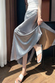 Acetate Satin Grey Skirt for Women Summer 2025 New Style High-End Temperament Slim A-Line Long Skirt Hip Fishtail Skirt