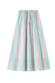 Real Shot French Style Mint Green and Pink Color Contrast Patchwork Plaid Skirt Women's Summer A-Line Umbrella Skirt High Waist Slimming