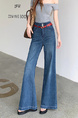 Real Shot Cost-Effective Light Blue Straight Micro Elastic Denim Trousers Female Waist First Two Buttons Retro Washed Wide Leg Mop Pants