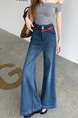 Real Shot Cost-Effective Light Blue Straight Micro Elastic Denim Trousers Female Waist First Two Buttons Retro Washed Wide Leg Mop Pants
