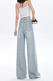 American Retro Ripped Cool Jeans Women's Summer New Versatile High Waist Wide Leg Small Mop Pants in Light Blue