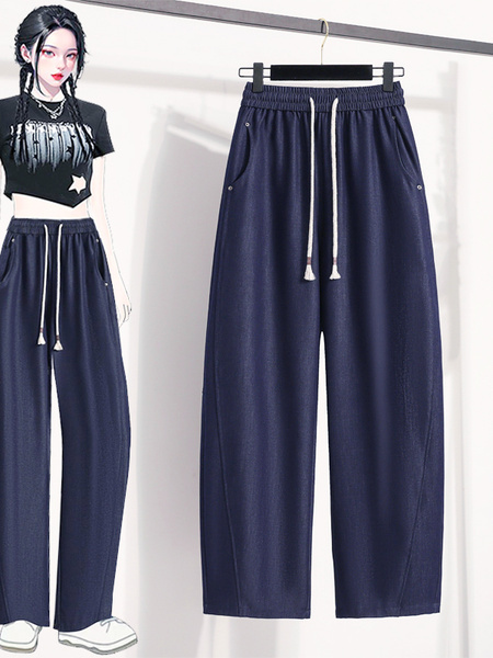 Tencel Jeans Women's Summer Thin 2025 New Hot European Goods Lazy Loose Pants Banana Wide-Leg Pants
