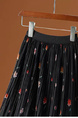 Fu Literary Temperament Printed Fairy Mesh Skirt in Black
