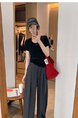Charcoal Gray Drape Wide-Leg Suit Pants - Women 2025 Summer New High Waist Slim Casual Pants