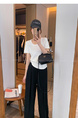 Black Drape Wide-Leg Suit Pants - Women 2025 Summer New High Waist Slim Casual Pants