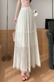 Real Shot 2025 Summer Light Cream Lace Skirt - Women's High Waist Dropping A-Line Umbrella Skirt