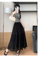 Real Shot 2025 Summer Black Lace Skirt - Women's High Waist Dropping A-Line Umbrella Skirt