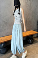 Real Shot Light Blue Ice Silk Quick-Drying Loose Soft Pants - Women's Cropped Pants Summer Thin Type Sunscreen Cool Pants Lazy Small Bloomers