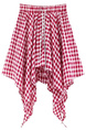 2025 Women's Summer Irregular Skirt New Style A-line Skirt Slim Temperament Age-Reducing All-Match Retro Plaid Short Skirt - Red