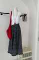 Fashion Retro Plaid Skirt in Navy Blue for Women 2025 Summer New Style High Waist Slim A-line Long Skirt