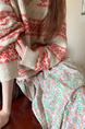 In Stock Vintage Floral Green and Pink Skirt Large Skirt Spring and Summer Korean Style Drape Elastic Waist Pleated Skirt