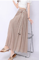 Real Shot Retro Cotton and Linen Skirt for Women 2025 Summer High Waist Slimming Drape A-line Large Hem Umbrella Skirt Pleated Dress in Beige.
