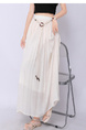 Real Shot Retro Cotton and Linen Skirt for Women 2025 Summer High Waist Slimming Drape A-line Large Hem Umbrella Skirt Pleated Dress in Ivory.