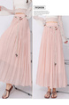 Real Shot Retro Cotton and Linen Skirt for Women 2025 Summer High Waist Slimming Drape A-line Large Hem Umbrella Skirt Pleated Dress in Pink.
