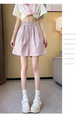 Real Shot Embroidered Button A-Line Shorts in Lavender - Women's Summer High Waist Slim Wide Leg Pants Sports Casual Versatile Elastic Waist Pants