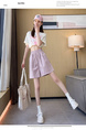 Real Shot Embroidered Button A-Line Shorts in Lavender - Women's Summer High Waist Slim Wide Leg Pants Sports Casual Versatile Elastic Waist Pants