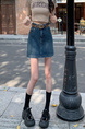 In Stock Spring and Summer New Plus Size Raw Edge Dark Blue Denim Short Skirt - Women's High Waist Petite All-Matching A-Line Skirt