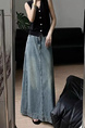 In Stock Plus Size Spring New Slimming Retro Raw Edge Light Blue Denim Skirt - Women's High Waist Loose A-Line Dress