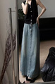In Stock Plus Size Spring New Slimming Retro Raw Edge Light Blue Denim Skirt - Women's High Waist Loose A-Line Dress
