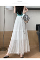 White Lace Half-Length Pleated Skirt – Women's Summer Elegance
