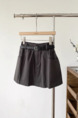 Gray Korean Style High Waist Slimming Loose Pocket Hip Skirt with Belt