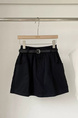 Black Korean Style High Waist Slimming Loose Pocket Hip Skirt with Belt