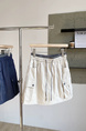 White Summer New American Style High Waist Workwear Short Skirt with Drawstring