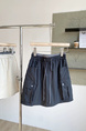 Dark Gray Summer New American Style High Waist Workwear Short Skirt with Drawstring