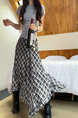 Geometric Unit Summer Black and White Ruffle Bottom Irregular Plaid Skirt Women's Chiffon Mid-Length A-Line Skirt