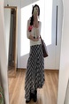 Geometric Unit Summer Black and White Ruffle Bottom Irregular Plaid Skirt Women's Chiffon Mid-Length A-Line Skirt