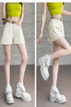 Trendy Brand Hot Style Recommendation – Thin Denim Shorts for Women in Cream – High Waist Loose Crotch-Covering Design