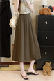 Large Size Spot Skirt Spring and Summer Korean Version Ins High Waist Slim Medium and Long Drape Pleated in Olive Green