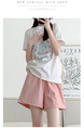 Khaki Cargo Shorts Women's Summer Thin New High Waist Casual Wide Leg Small Sports Shorts in Light Pink