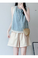 Khaki Cargo Shorts Women's Summer Thin New High Waist Casual Wide Leg Small Sports Shorts in Cream