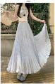 Real Shot of French Mesh Skirt for Women - Summer 2025 New High Waist Slim Drape A-Line Long Skirt Pleated Skirt in Light Blue