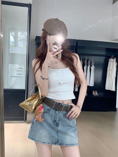 Real Shot and Real Price - American Retro Denim Skirt for Women - New High Waist Hot Girl A-Line Hip Skirt with Lining - Light Blue