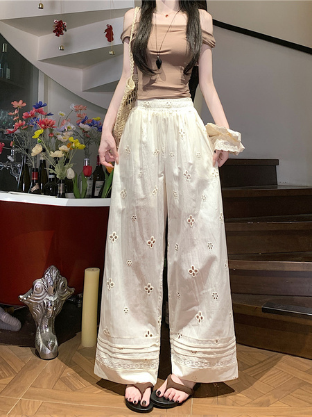 Spot Real Shot Real Price Hollow Lace Women's Pants in White