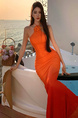 Orange In Stock Real Shot Raccoon Same Style Halter Backless Gradient Dress Female