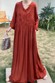 Terracotta Real Shot Spot 2025 New Loose Thin Over the Knee Long Dress