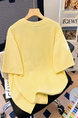 Yellow Real Shot 32 Double Yarn Cotton Short-Sleeved T-shirt Summer 2025 New Mid-Length Shoulder Embroidery Round Neck Top Women's Clothing