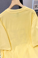 Yellow Real Shot 32 Double Yarn Cotton Short-Sleeved T-shirt Summer 2025 New Mid-Length Shoulder Embroidery Round Neck Top Women's Clothing