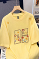 Yellow Real Shot 32 Double Yarn Cotton Short-Sleeved T-shirt Summer 2025 New Mid-Length Shoulder Embroidery Round Neck Top Women's Clothing