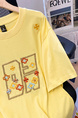 Yellow Real Shot 32 Double Yarn Cotton Short-Sleeved T-shirt Summer 2025 New Mid-Length Shoulder Embroidery Round Neck Top Women's Clothing